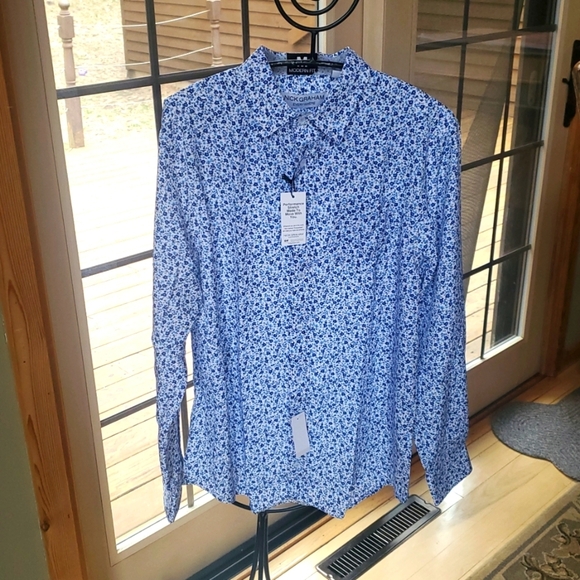 Nick Graham Traveler Collection Performance Modern-Fit Stretch Dress Sz. M Shirt - Picture 2 of 16